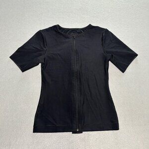 Marena Recovery Post Op Short Sleeve Zip-Up Compression Shirt Size Large Black